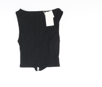 Womens UK Size S Stradivarius Black Basic Tank