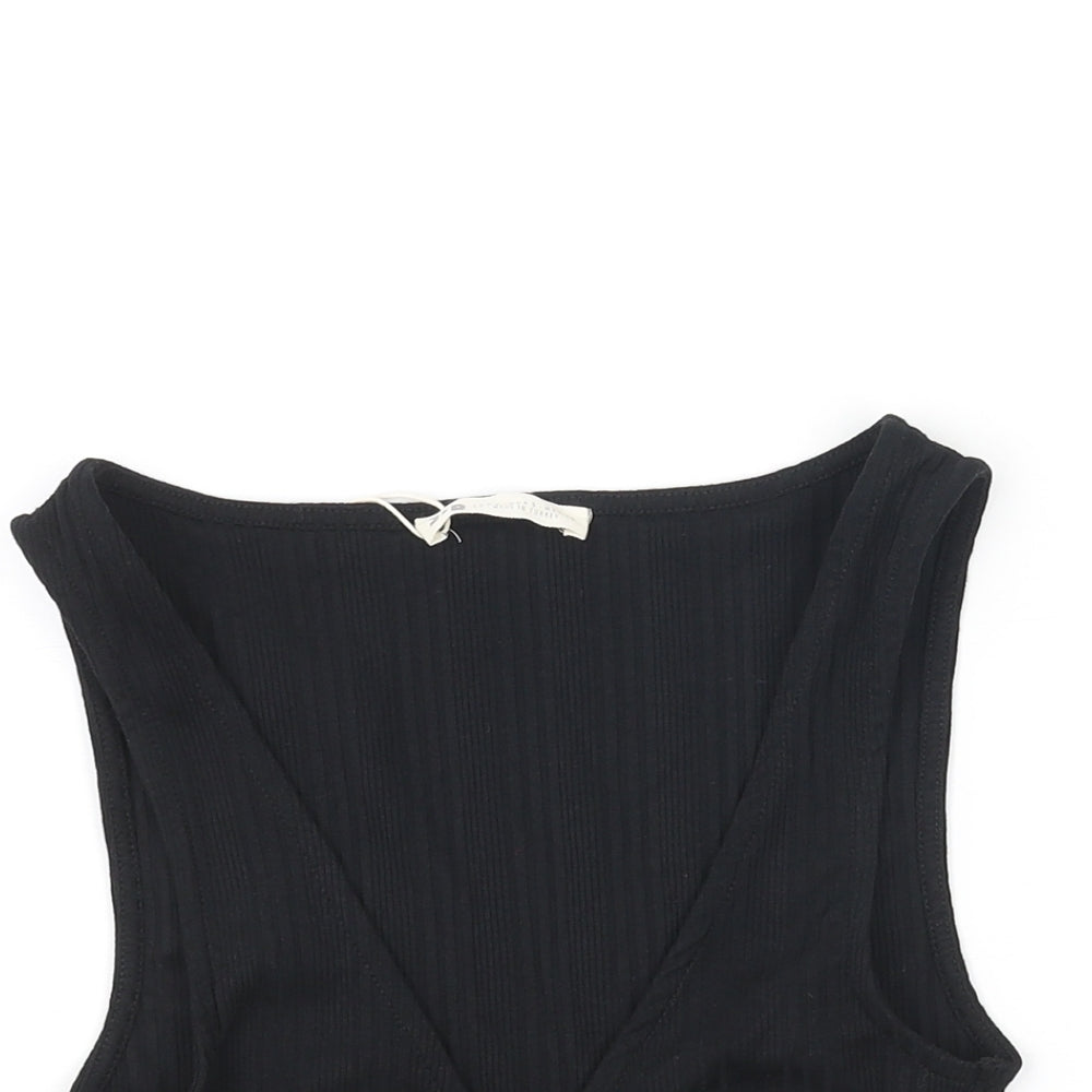 Womens UK Size S Stradivarius Black Basic Tank