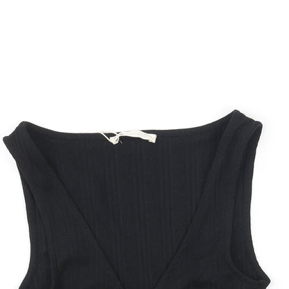 Womens UK Size S Stradivarius Black Basic Tank