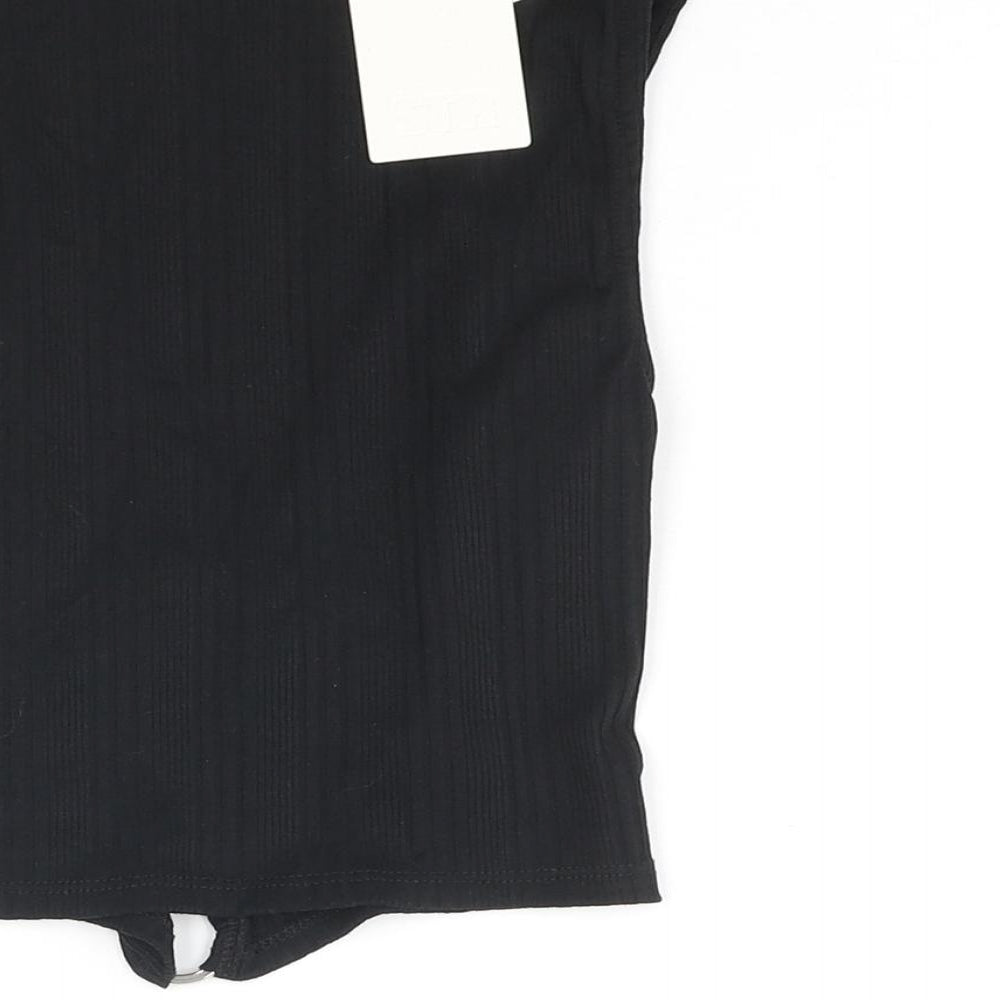 Womens UK Size S Stradivarius Black Basic Tank