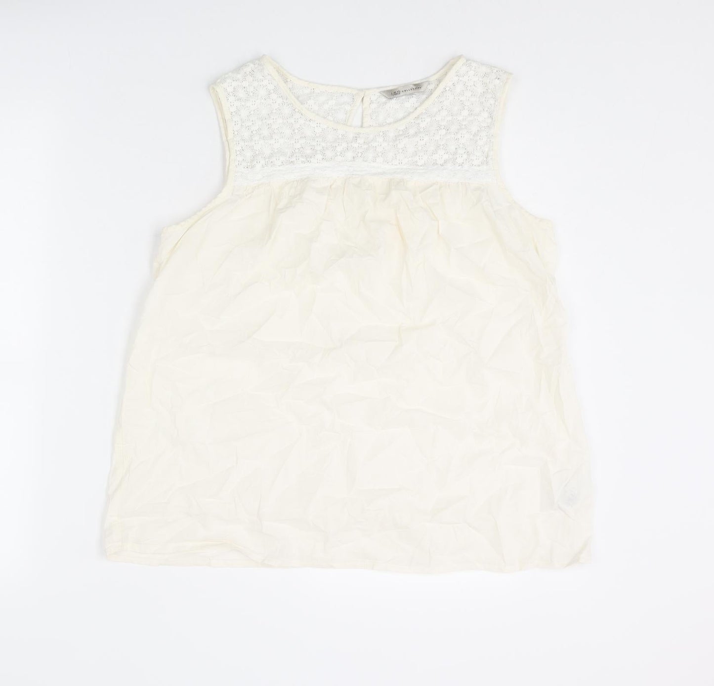 Womens UK Size 14 Marks and Spencer Ivory Basic Tank