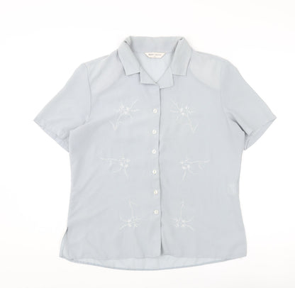 Womens UK Size 16 Bonmarché Blue Basic Button-Up