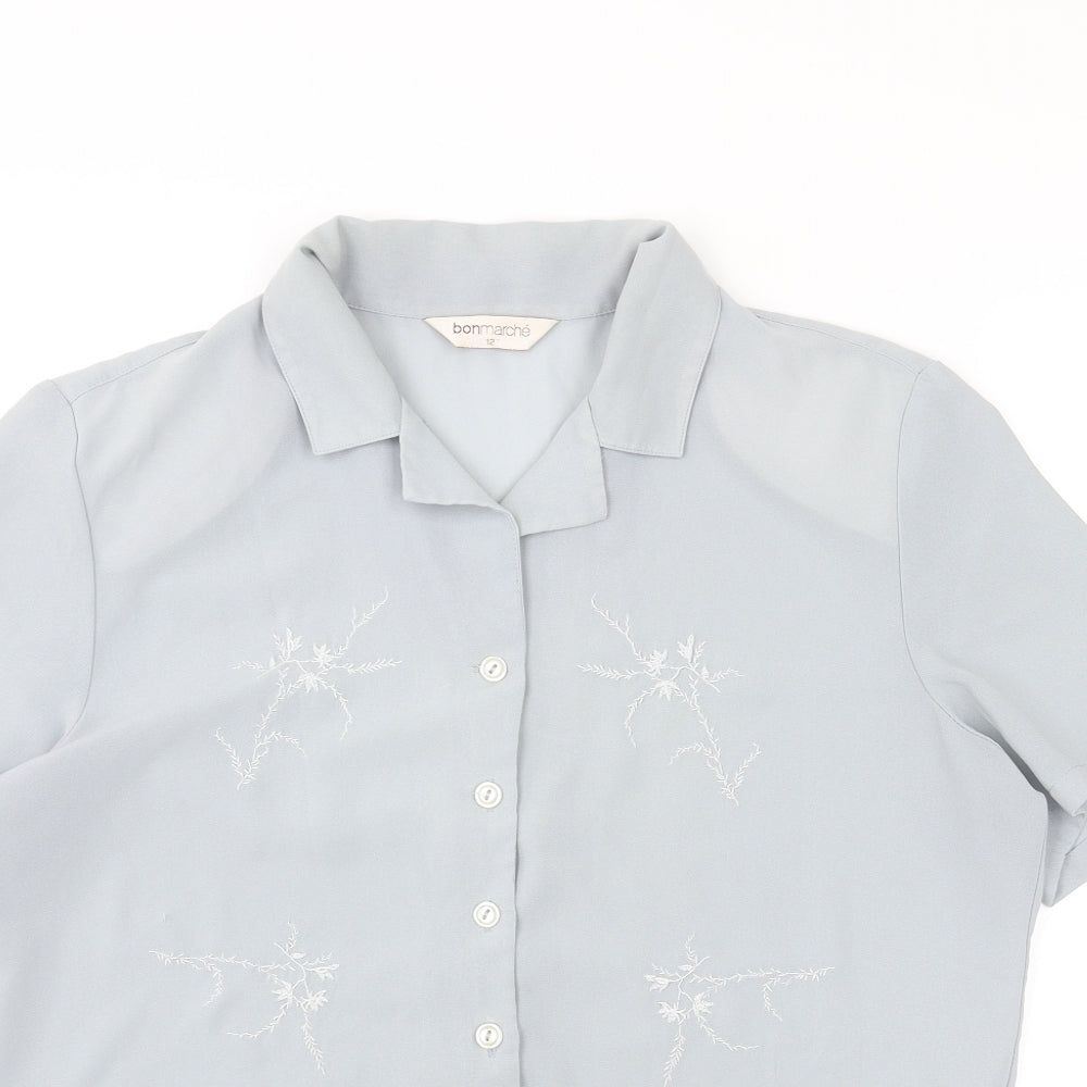 Womens UK Size 16 Bonmarché Blue Basic Button-Up