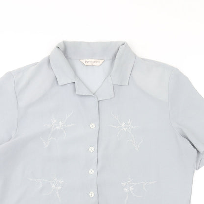 Womens UK Size 16 Bonmarché Blue Basic Button-Up