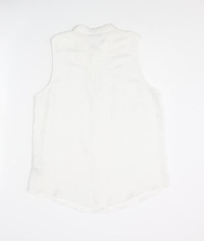 H&M Womens White Polyester Basic Blouse Size 14 Mock Neck