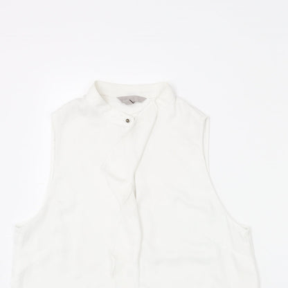 H&M Womens White Polyester Basic Blouse Size 14 Mock Neck