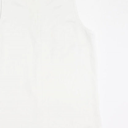 H&M Womens White Polyester Basic Blouse Size 14 Mock Neck