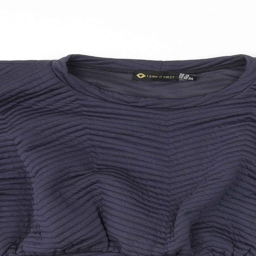 I SAW IT FIRST Womens Blue Polyester Pullover Sweatshirt Size 18 Pullover