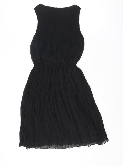 Zara Womens Black Polyester Fit & Flare Size XS Round Neck Button