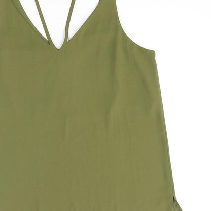 Topshop Womens Green Polyester Basic Tank Size 10 V-Neck