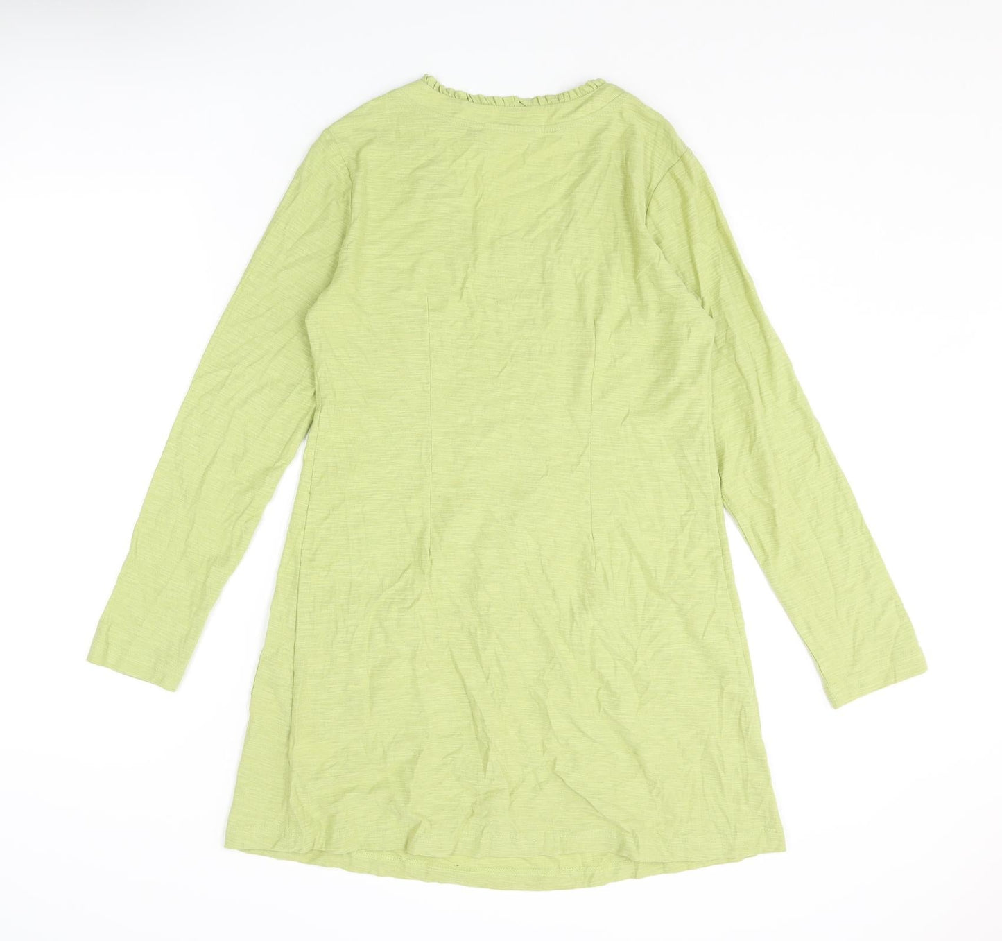 Tara Clothing Womens Green Cotton Jumper Dress Size 10 Scoop Neck Pullover