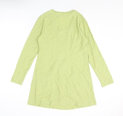 Tara Clothing Womens Green Cotton Jumper Dress Size 10 Scoop Neck Pullover