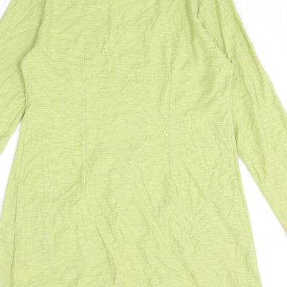 Tara Clothing Womens Green Cotton Jumper Dress Size 10 Scoop Neck Pullover