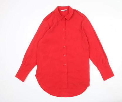 Womens UK Size 10 NEXT Red Basic Button-Up