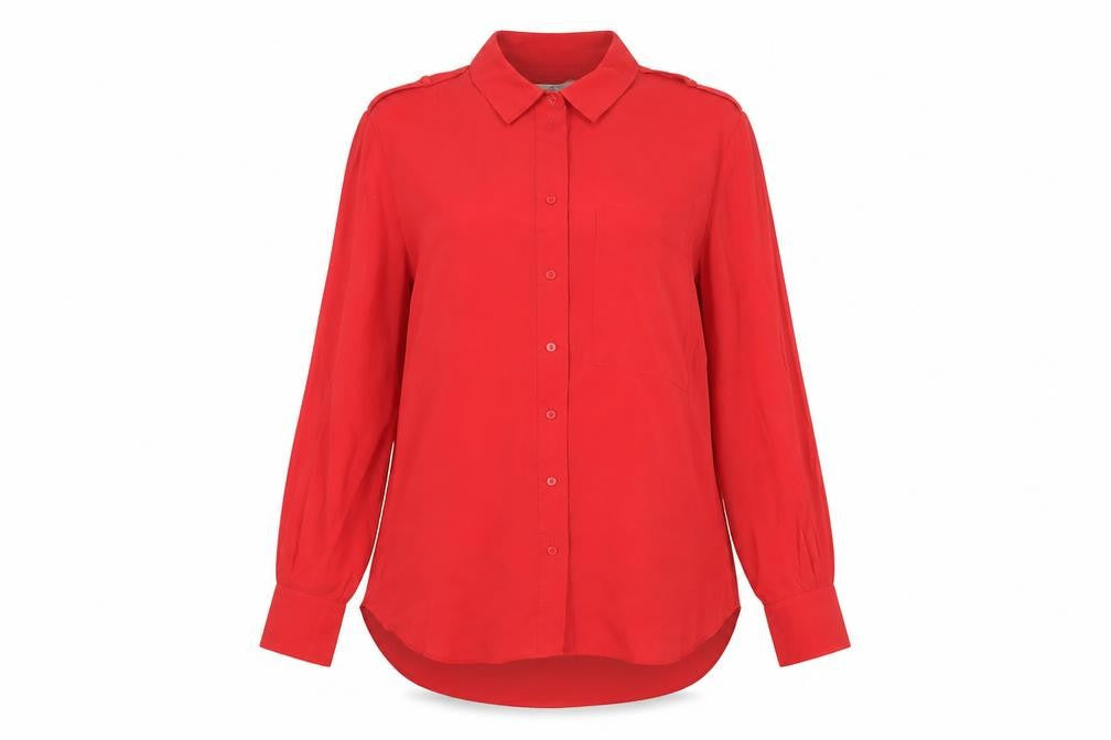 Womens UK Size 10 NEXT Red Basic Button-Up