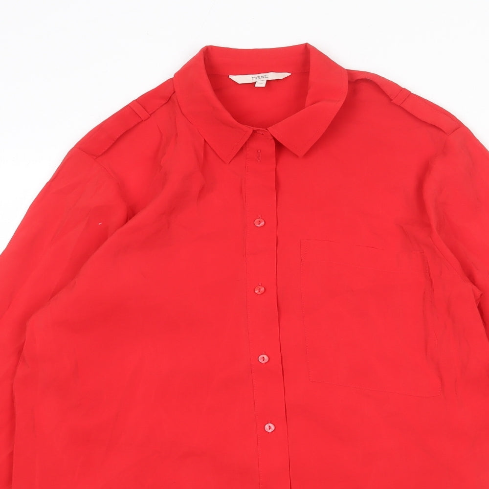 Womens UK Size 10 NEXT Red Basic Button-Up