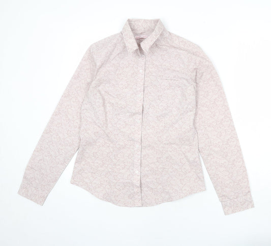 Womens UK Size 12 NEXT Pink Basic Button-Up