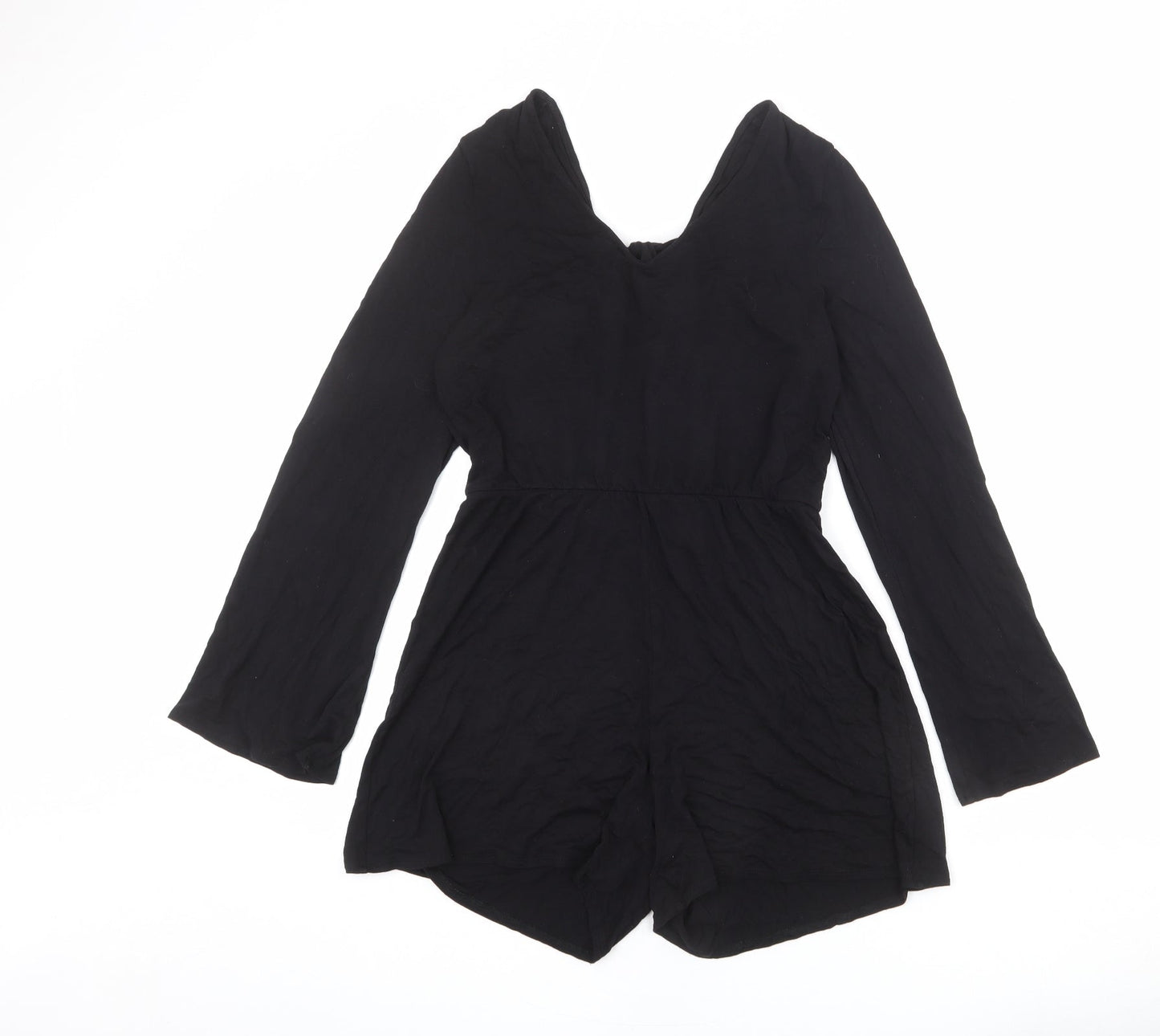 Monki Womens Black Polyester Playsuit One-Piece Size S L3 in Tie