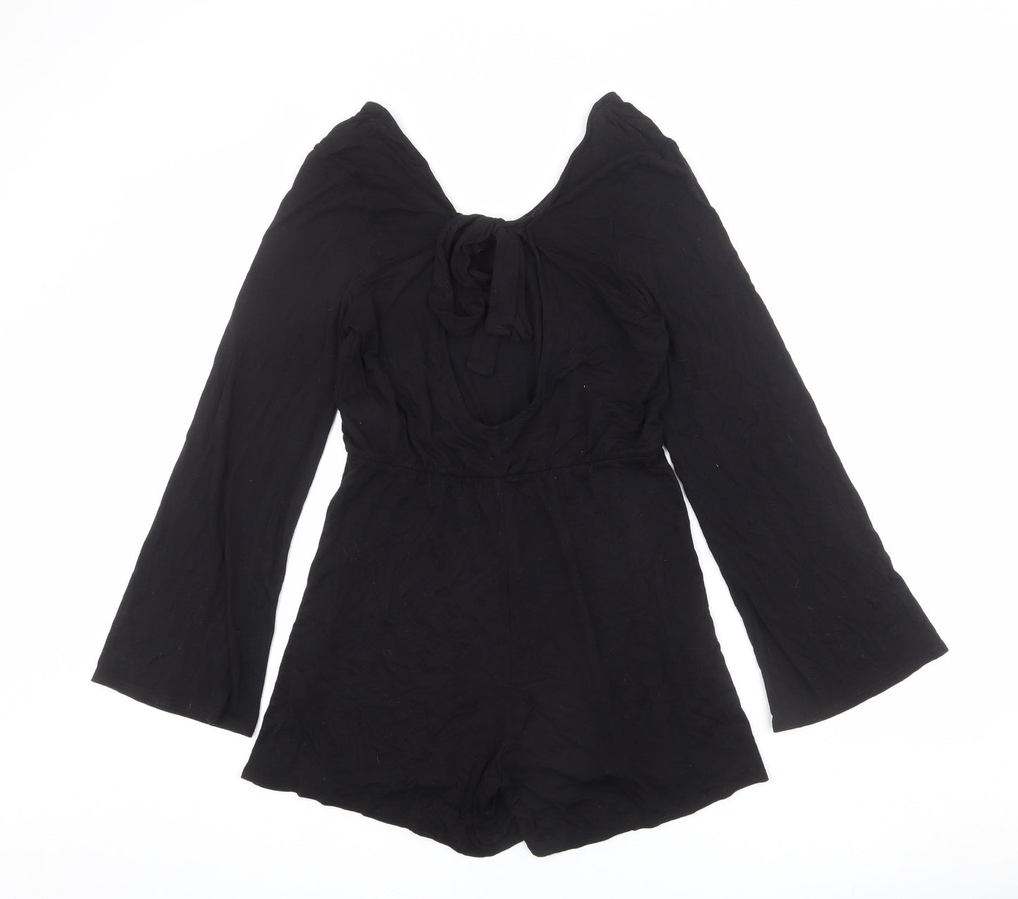 Monki Womens Black Polyester Playsuit One-Piece Size S L3 in Tie