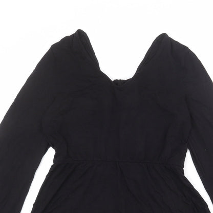 Monki Womens Black Polyester Playsuit One-Piece Size S L3 in Tie