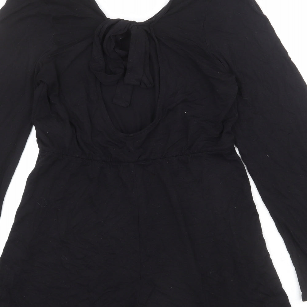 Monki Womens Black Polyester Playsuit One-Piece Size S L3 in Tie