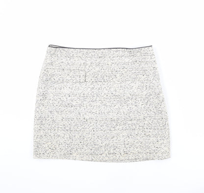 NEXT Womens Beige Cotton A-Line Skirt Size 12 Zip