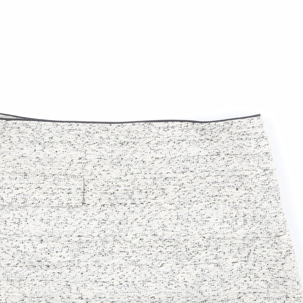 NEXT Womens Beige Cotton A-Line Skirt Size 12 Zip