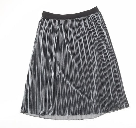 Gerry Weber Womens Silver Polyester Pleated Skirt Size 14