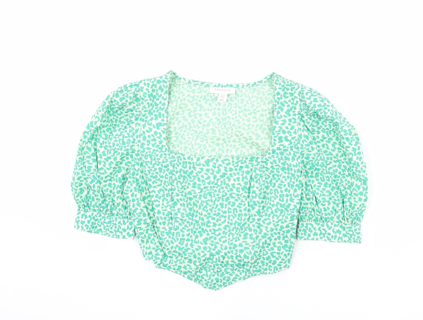 Womens UK Size 8 Topshop Green Cropped Blouse