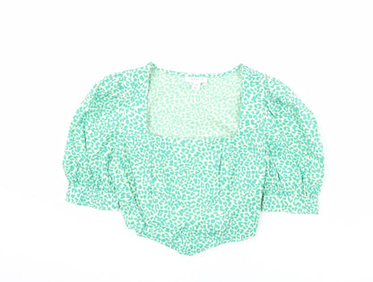 Womens UK Size 8 Topshop Green Cropped Blouse