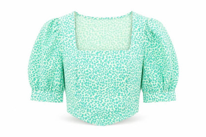 Womens UK Size 8 Topshop Green Cropped Blouse