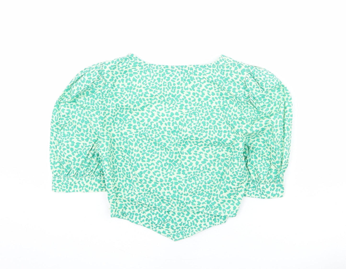 Womens UK Size 8 Topshop Green Cropped Blouse