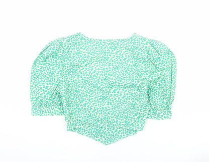 Womens UK Size 8 Topshop Green Cropped Blouse