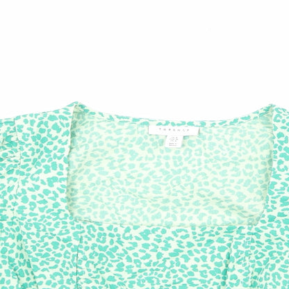 Womens UK Size 8 Topshop Green Cropped Blouse