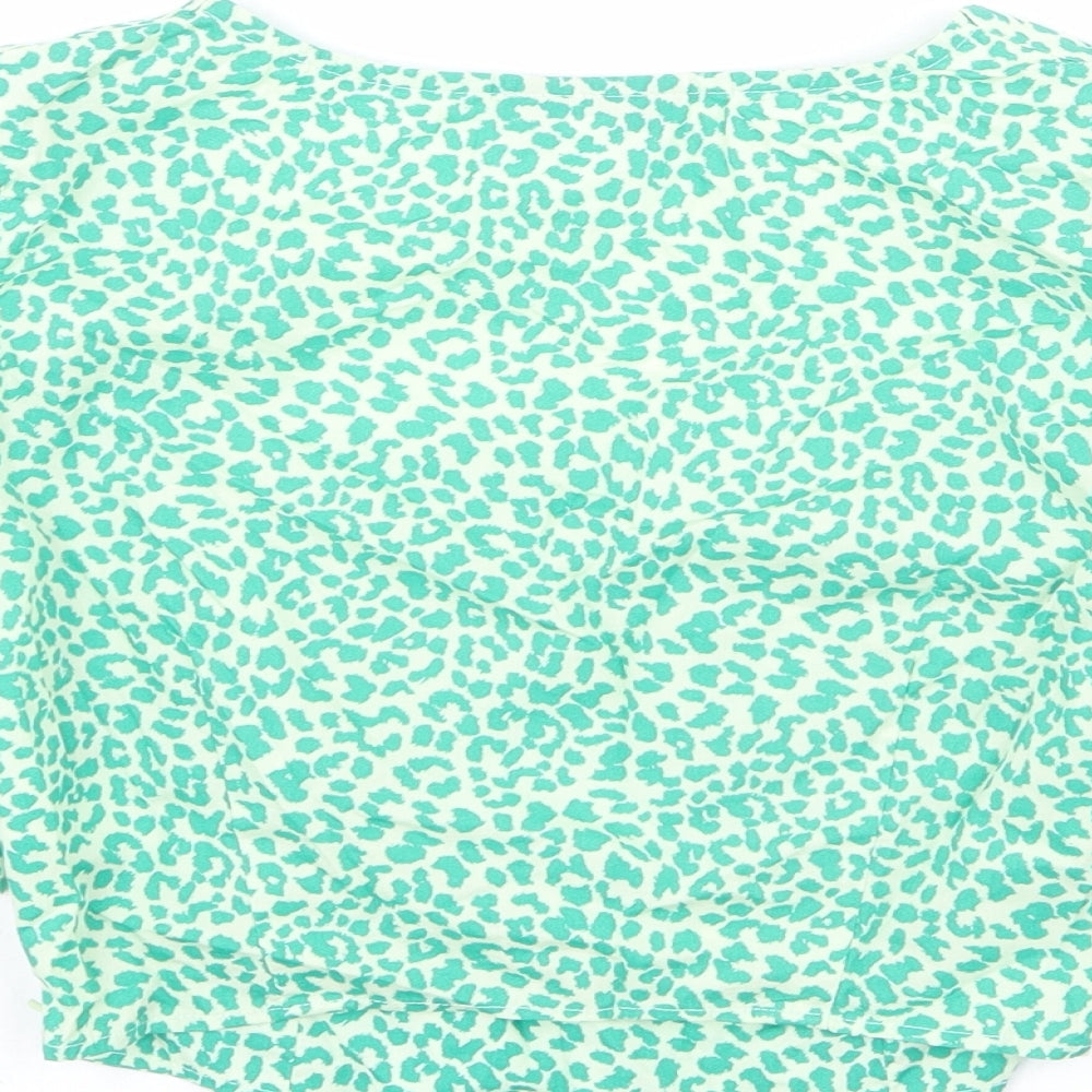 Womens UK Size 8 Topshop Green Cropped Blouse