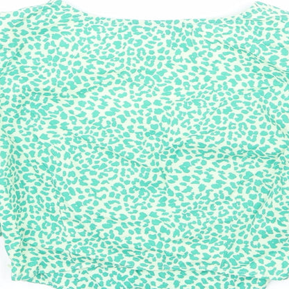 Womens UK Size 8 Topshop Green Cropped Blouse