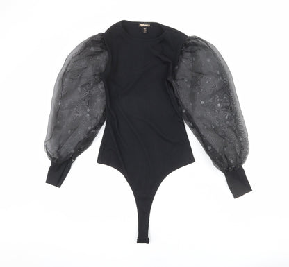 Pink Vanilla Womens Black Polyester Bodysuit One-Piece Size 8 Snap