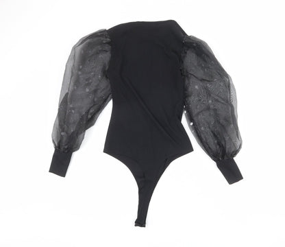 Pink Vanilla Womens Black Polyester Bodysuit One-Piece Size 8 Snap