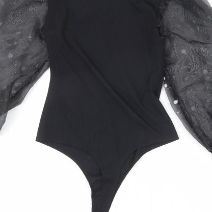 Pink Vanilla Womens Black Polyester Bodysuit One-Piece Size 8 Snap