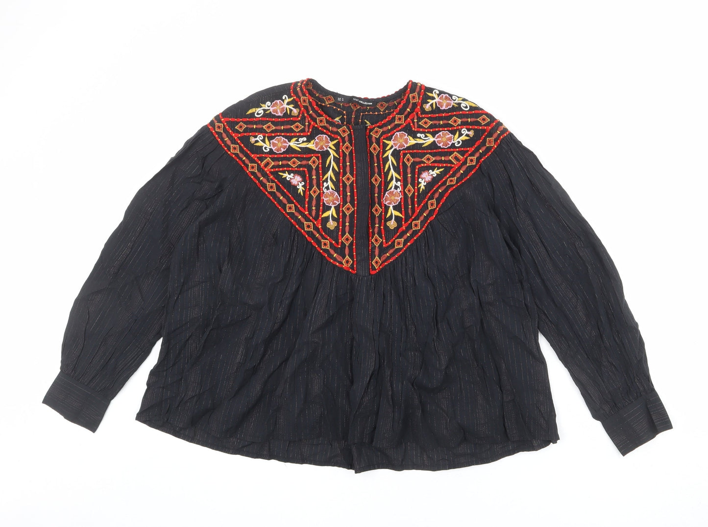Womens UK Size M Sfera Black Basic Blouse