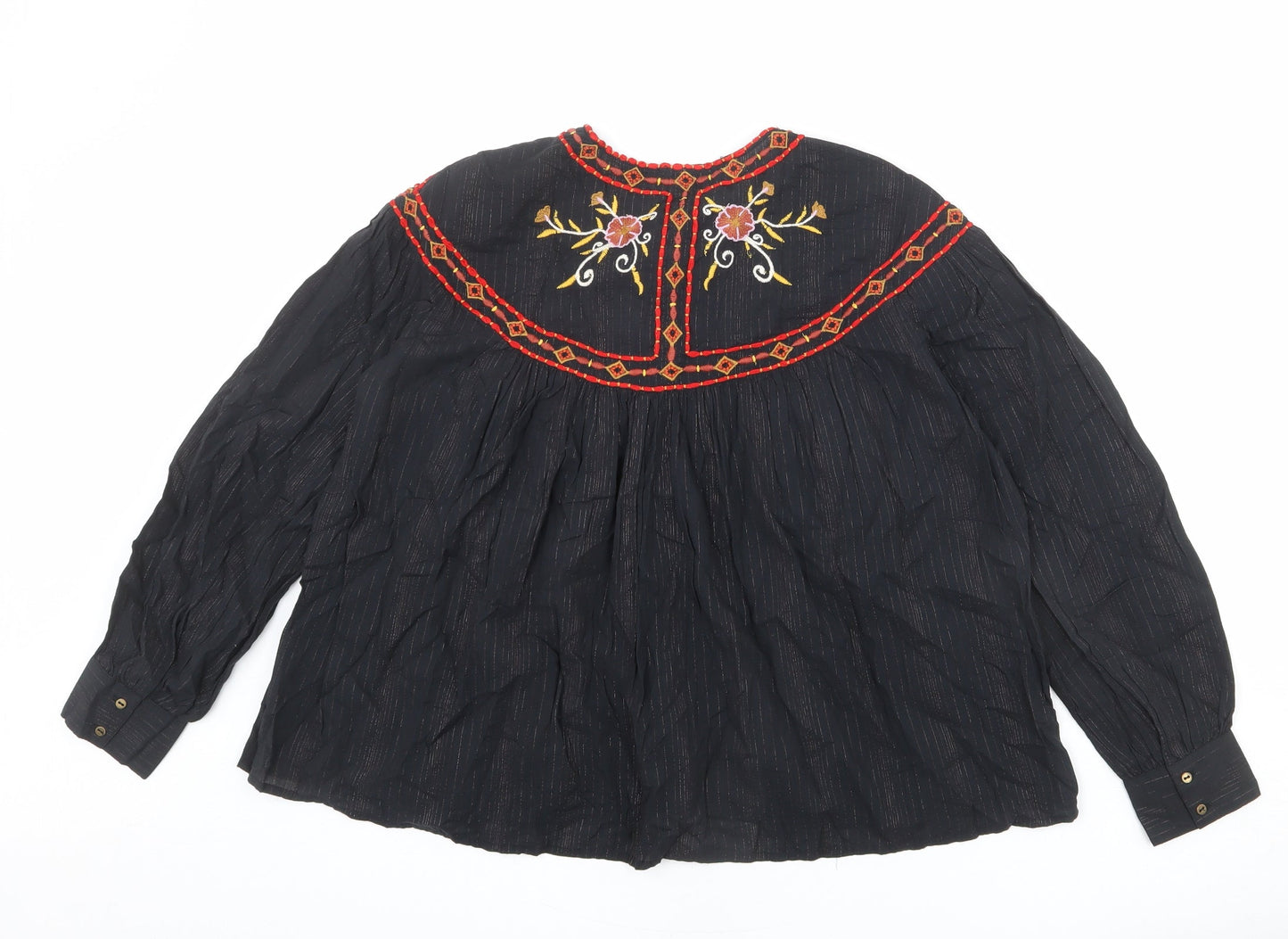 Womens UK Size M Sfera Black Basic Blouse