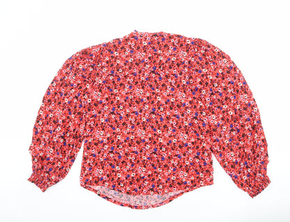 Marks and Spencer Womens Multicoloured Floral Viscose Basic Blouse Size 6 Round Neck