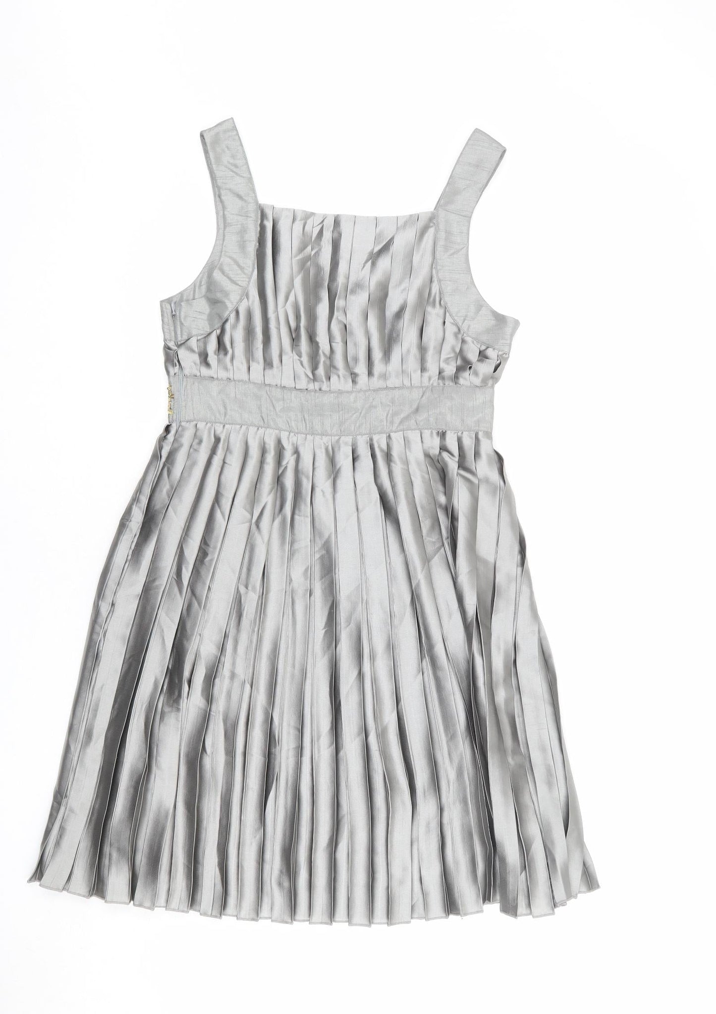 Monsoon Womens Grey Polyester A-Line Size 10 Square Neck Zip