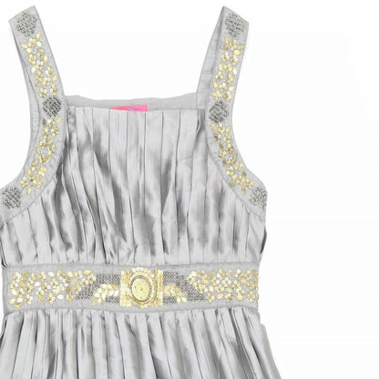 Monsoon Womens Grey Polyester A-Line Size 10 Square Neck Zip