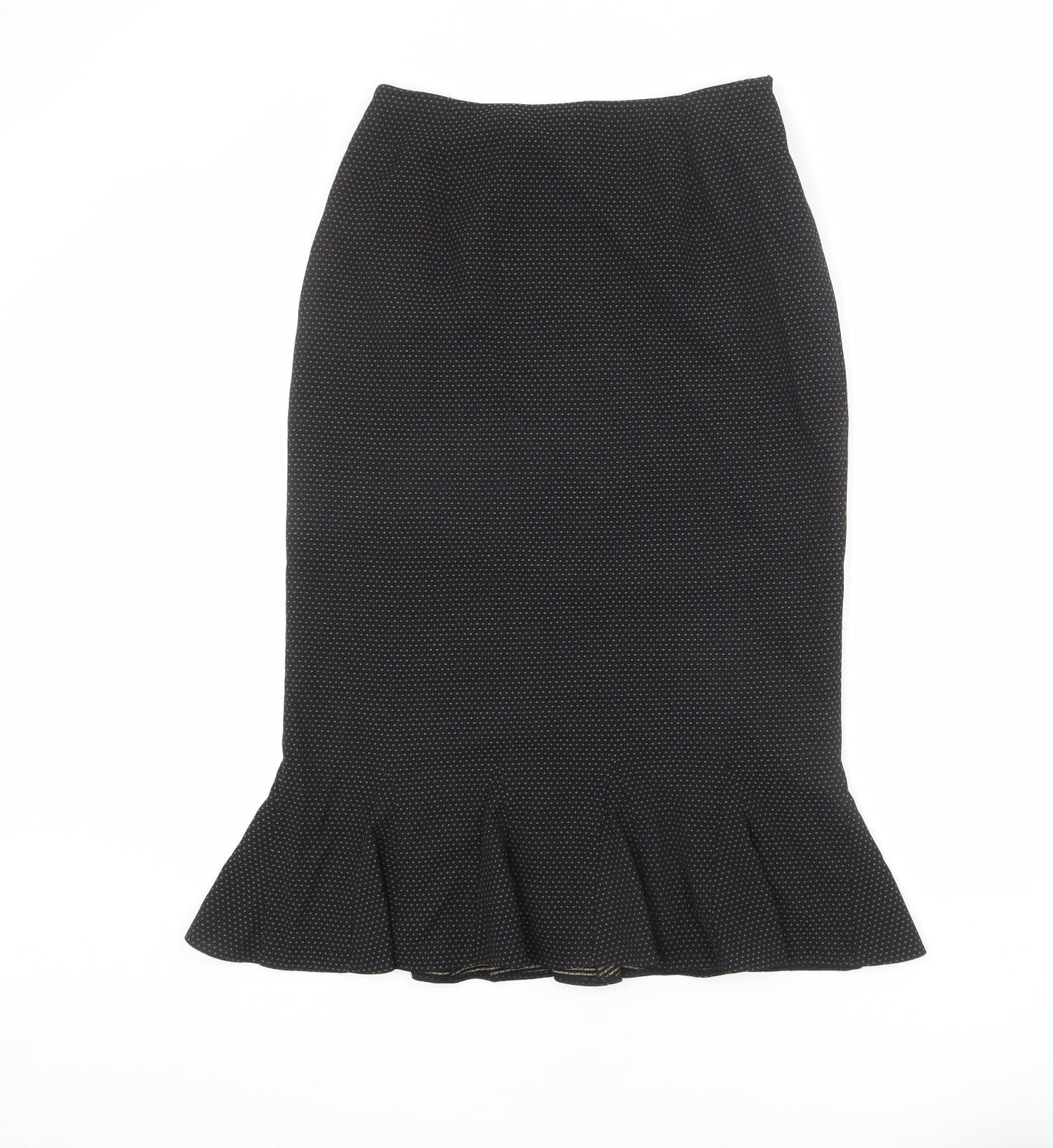 Alex & Co Womens Black Polka Dot Polyester Trumpet Skirt Size 10 Zip