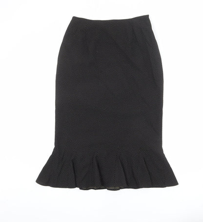 Alex & Co Womens Black Polka Dot Polyester Trumpet Skirt Size 10 Zip