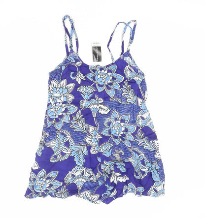 Select Womens Blue Floral Viscose Playsuit One-Piece Size 10 L3 in Pullover