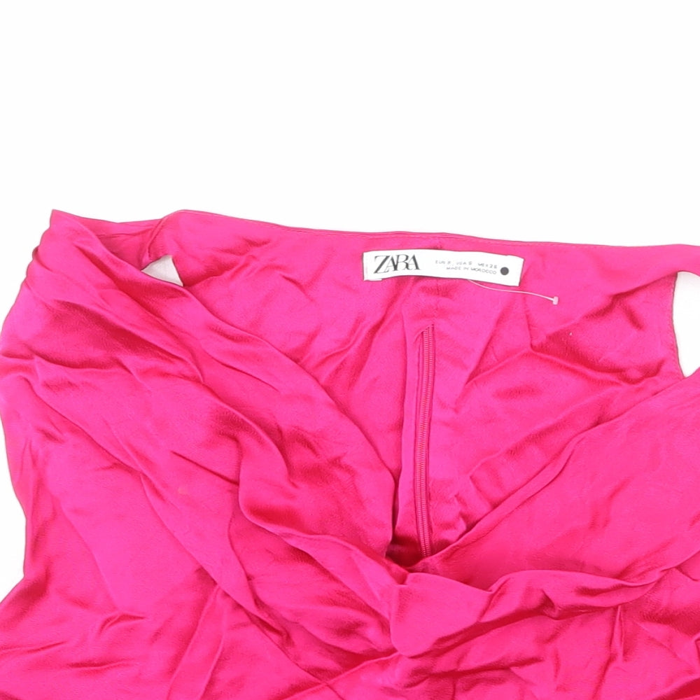 Womens UK Size S Zara Pink Cropped Tank
