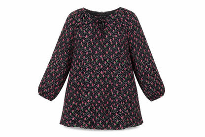 Sfera Womens Black Geometric Polyester A-Line Size S V-Neck Lace Up