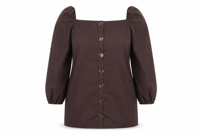 PRETTYLITTLETHING Womens Brown Polyester Mini Size 14 Square Neck Pullover
